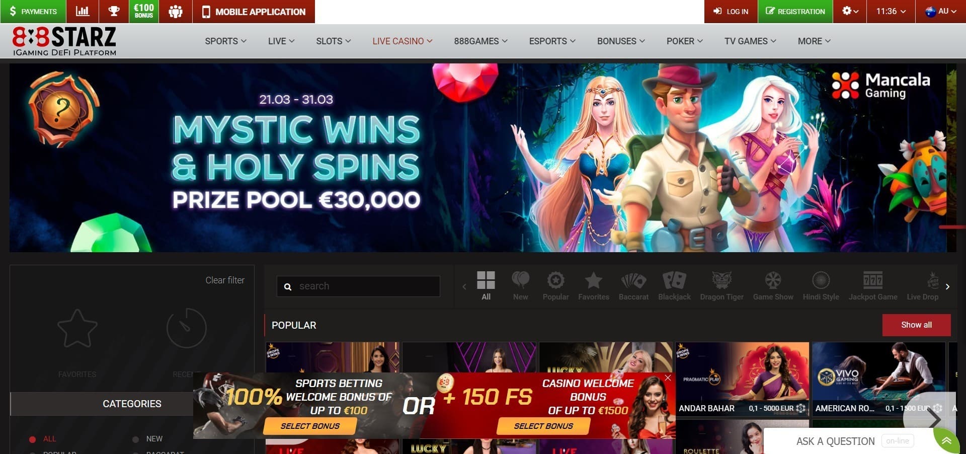 888STARZ Casino AU - online casino games and slots, deposit methods and ...