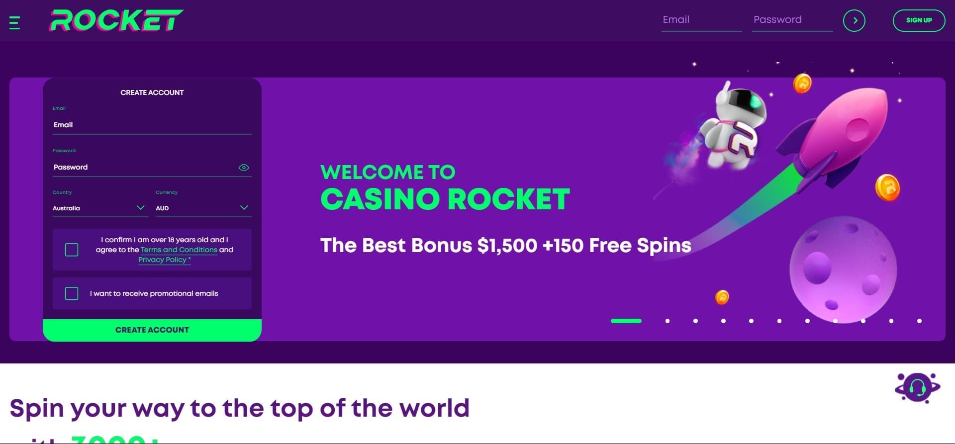 Rocket Casino AU - online games and slot machines, deposit methods and ...