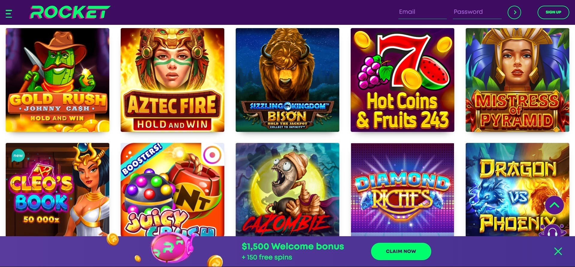 Rocket Casino AU - online games and slot machines, deposit methods and ...