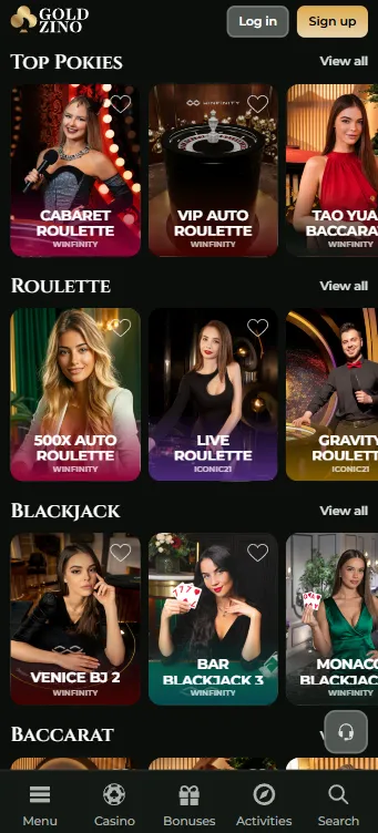 Goldzino Live Casino