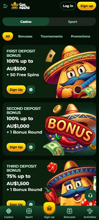 Casinacho Bonuses