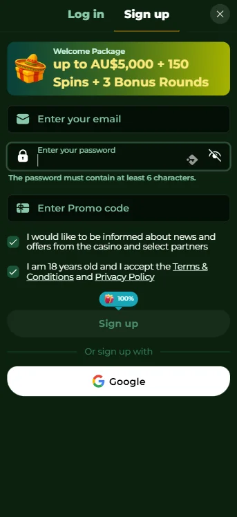 Casinacho Registration