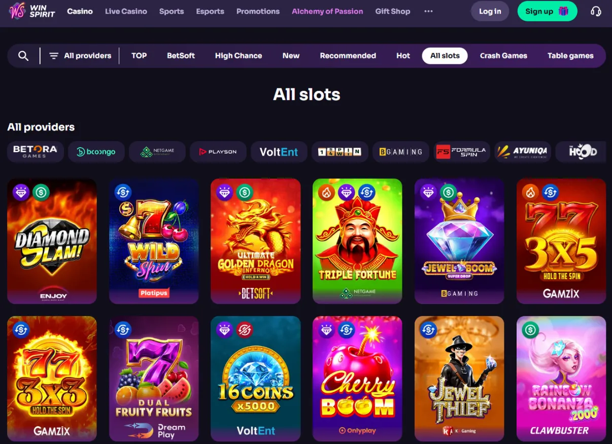 WinSpirit Slots — Providers and Jackpots